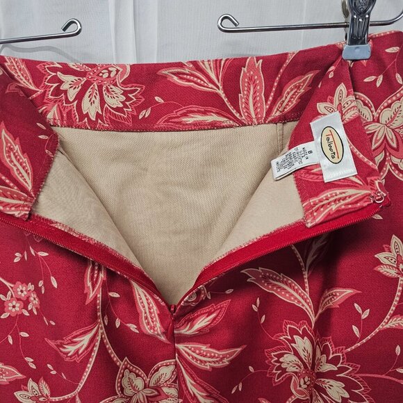Vintage Talbots Red Pink Floral Midi Skirt Boho Retro Cottagecore 8 - Picture 7 of 12